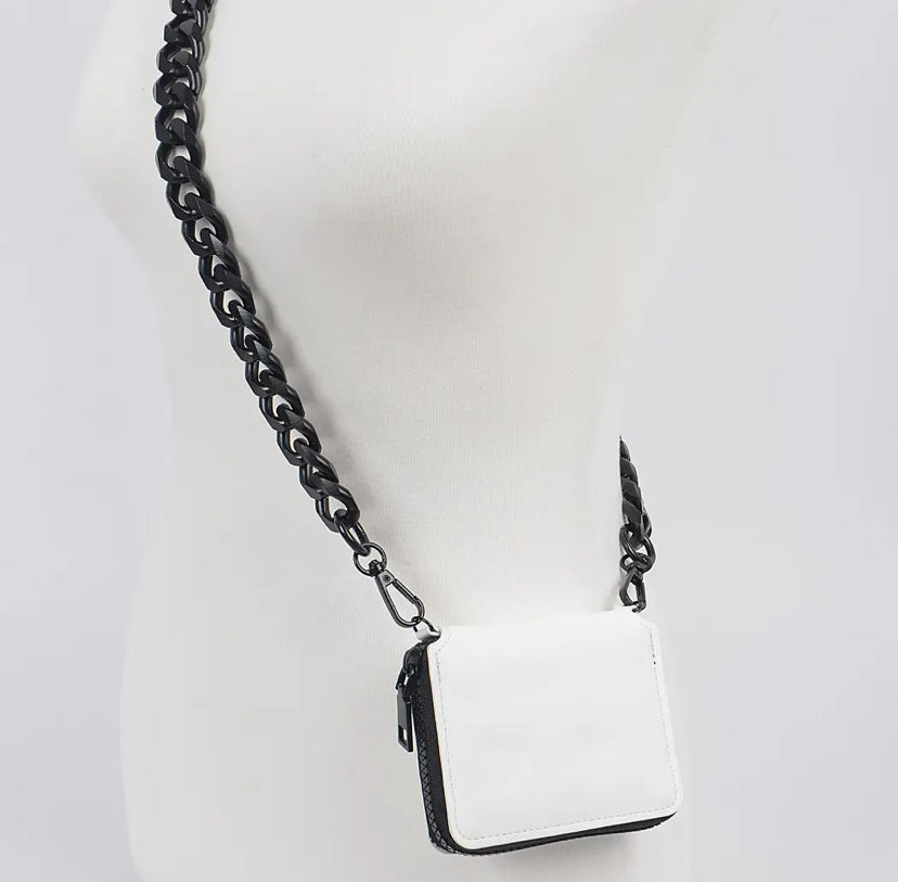 Faux Leather Wallet with Oversized Chain
