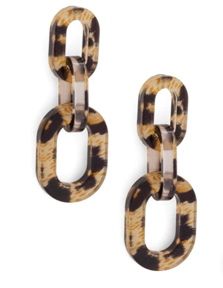 ZENZII - Resin Leopard Link Drop Earrings