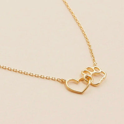 Necklace with Heart & Paw Charm