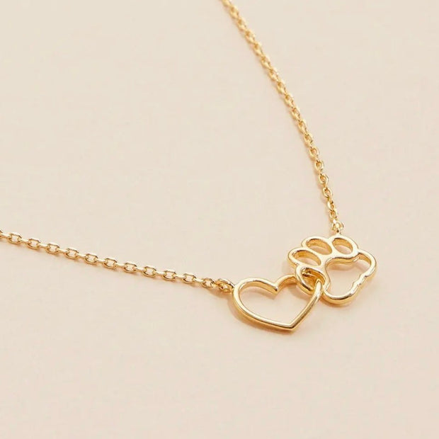 Necklace with Heart & Paw Charm