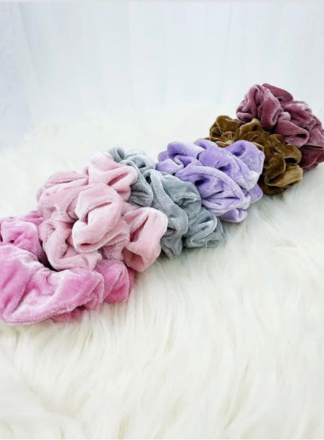 Soft Pastel Velvet Scrunchies (set of 6)