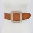 Rhinestone Square Buckle PLUS Size Belt - brown