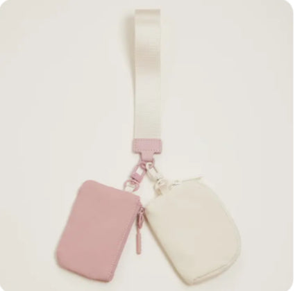 Dual Color Coin Purse Wristlet - pink