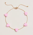 Heart Charm Minimalist Bracelet - pink