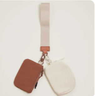 Dual Color Coin Purse Wristlet - brown