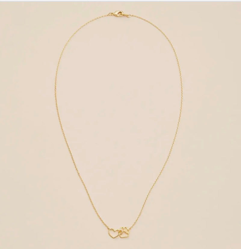 Necklace with Heart & Paw Charm