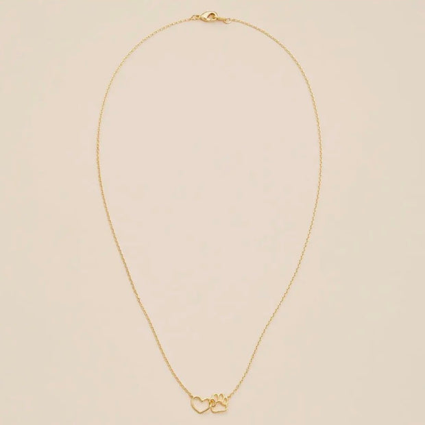 Necklace with Heart & Paw Charm