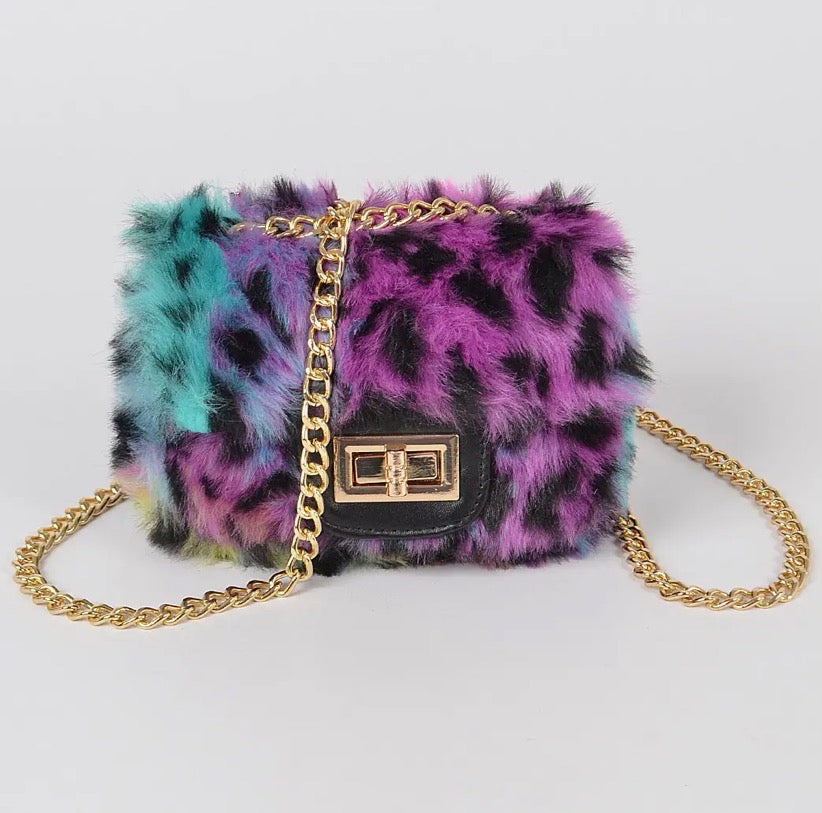 Multi-color Faux Fur Mini Bag