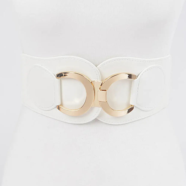 White Faux Leather Elastic PLUS Size Belt