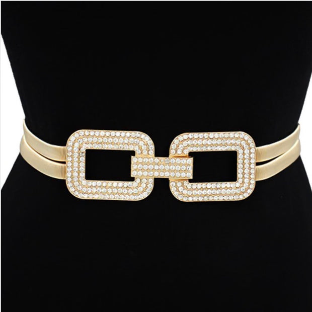 Gold Toned Fashion Belt with Rhinestones