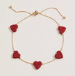 Heart Charm Minimalist Bracelet - Red