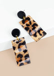 ZENZII - Wavy Leopard Rectangular Drop Earrings