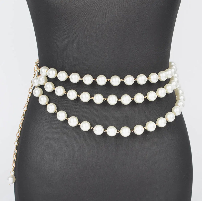 Multi Layered Faux Pearl Belt