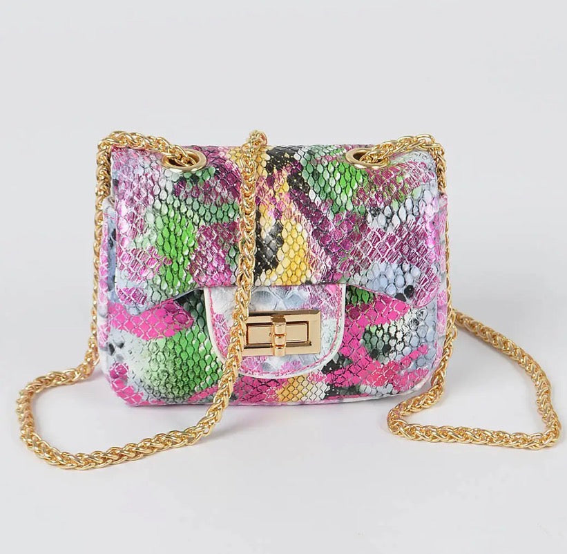 Multi-color Snake Pattern Mini Clutch