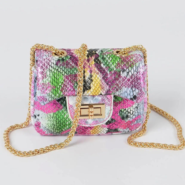 Multi-color Snake Pattern Mini Clutch